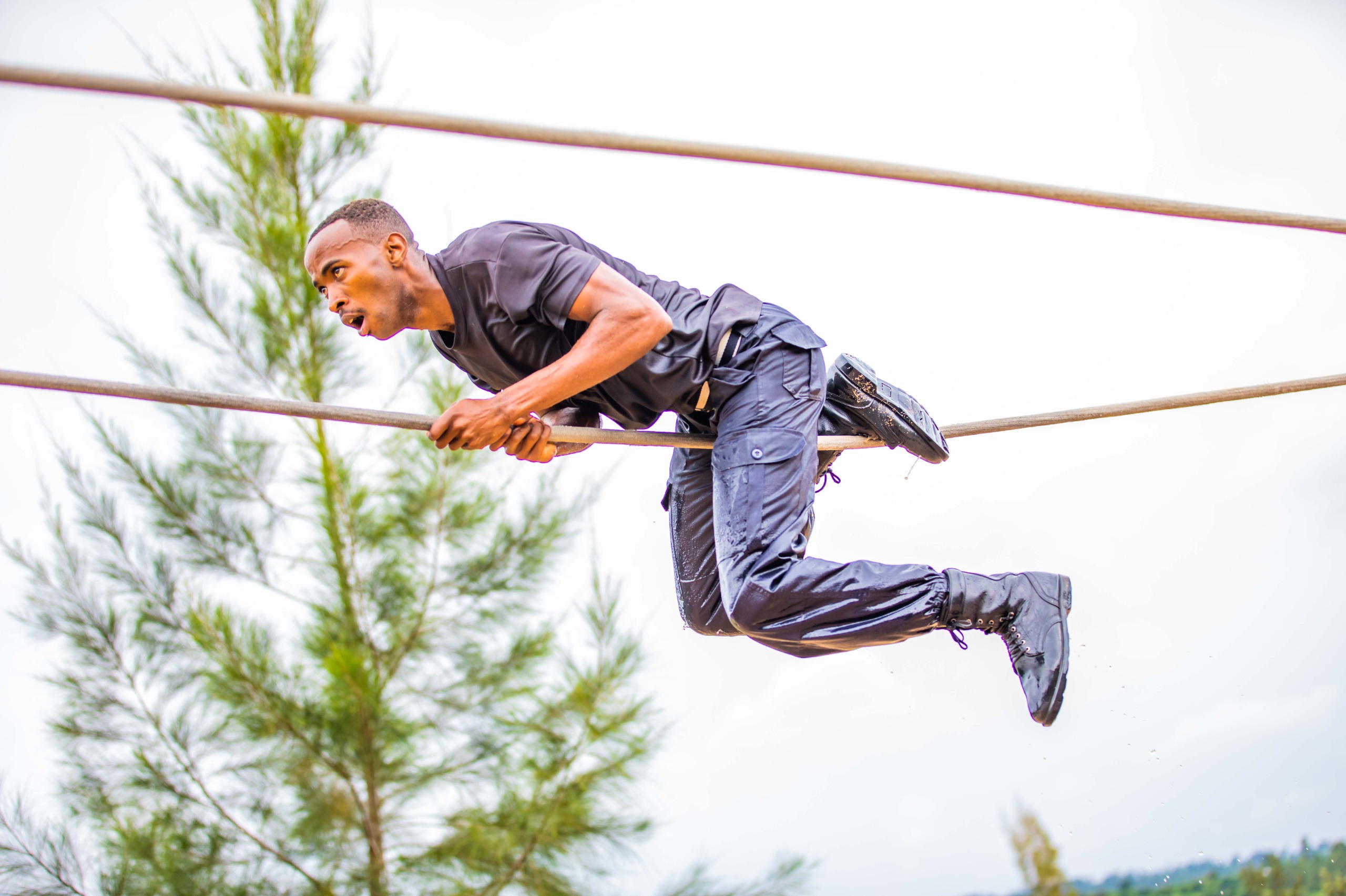 One of graduates during obstacle crossing drills. 