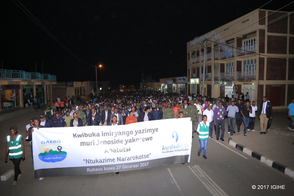 Government officials joined GAERG in a walk to remember that preceded the night vigil in Rubavu district. 