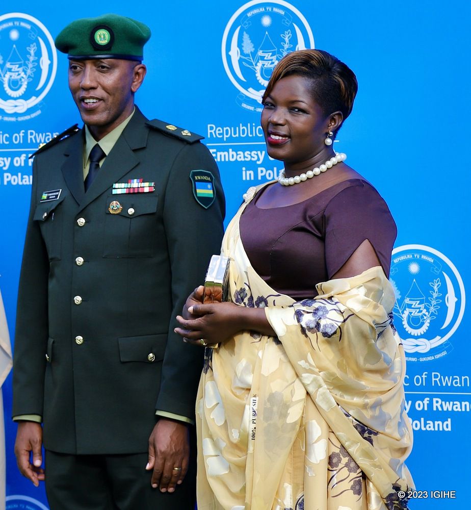 Defence Attaché at Rwanda's Embassy in Poland, Lt Col Pascal Munyengabe with his wife. 