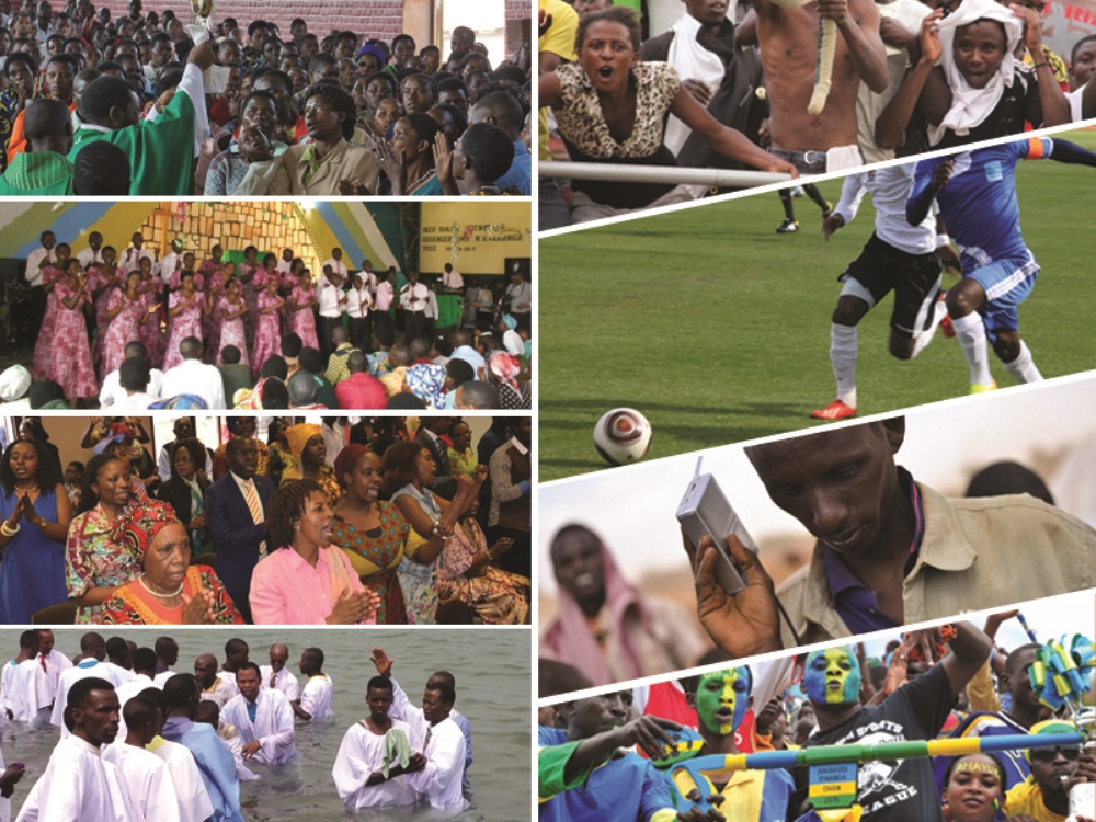 Praying and Football are among social interaction activities in which Rwandans are involved.