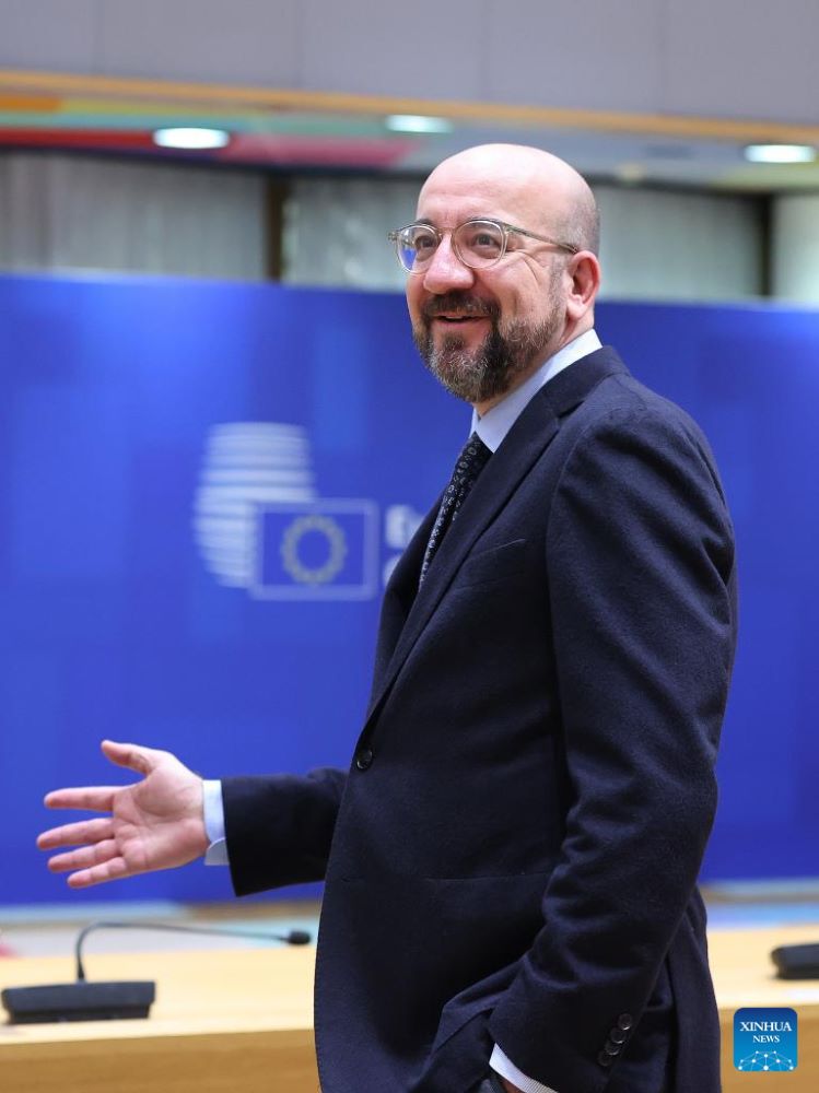 File photo taken on Dec. 15, 2023 shows European Council President Charles Michel attending a European Council meeting in Brussels, Belgium. European Council President Charles Michel is pulling out of the European Parliament election race, choosing instead to focus on the remainder of his current mandate that runs until November. (Xinhua/Zhao Dingzhe)