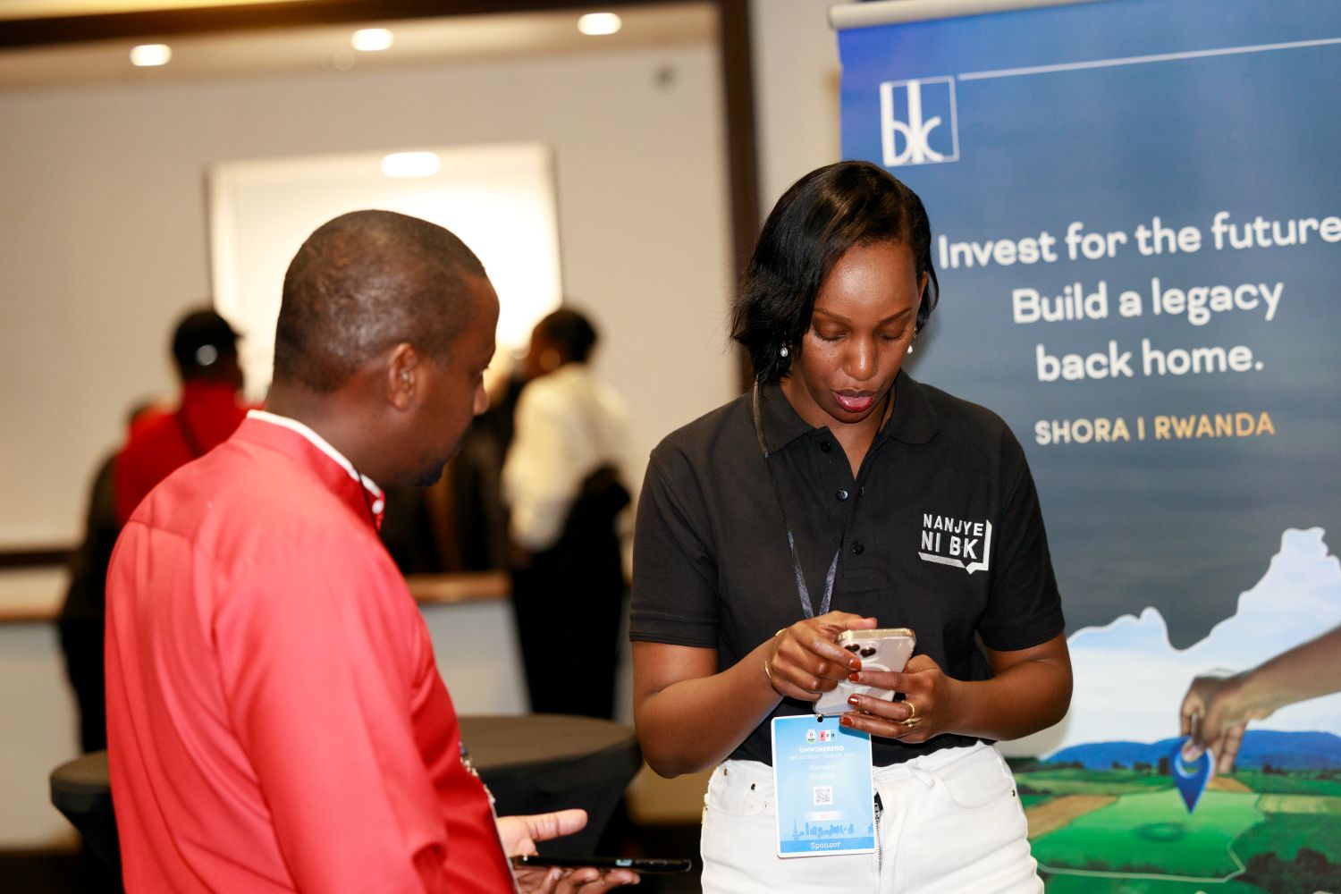 From left: Désiré Rumanyika, Chief Digital & Retail Banking Officer, and Nathalie Dusine, Relationship Manager, Diaspora Banking, Bank of Kigali.
