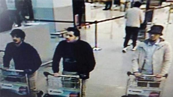 CCTV from Brussels Airport surveillance shows what officials believe may be suspects in the airport attack