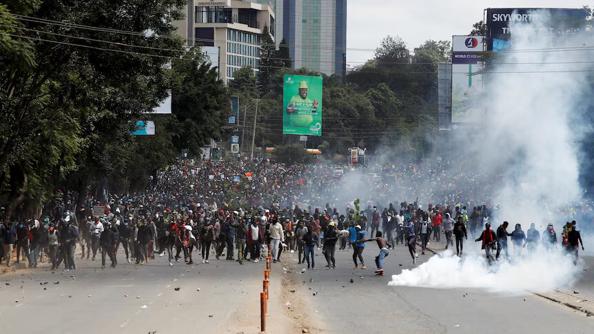 The protesters engaged in running battles with the police, who used teargas canisters and water cannons to disperse the growing crowds.