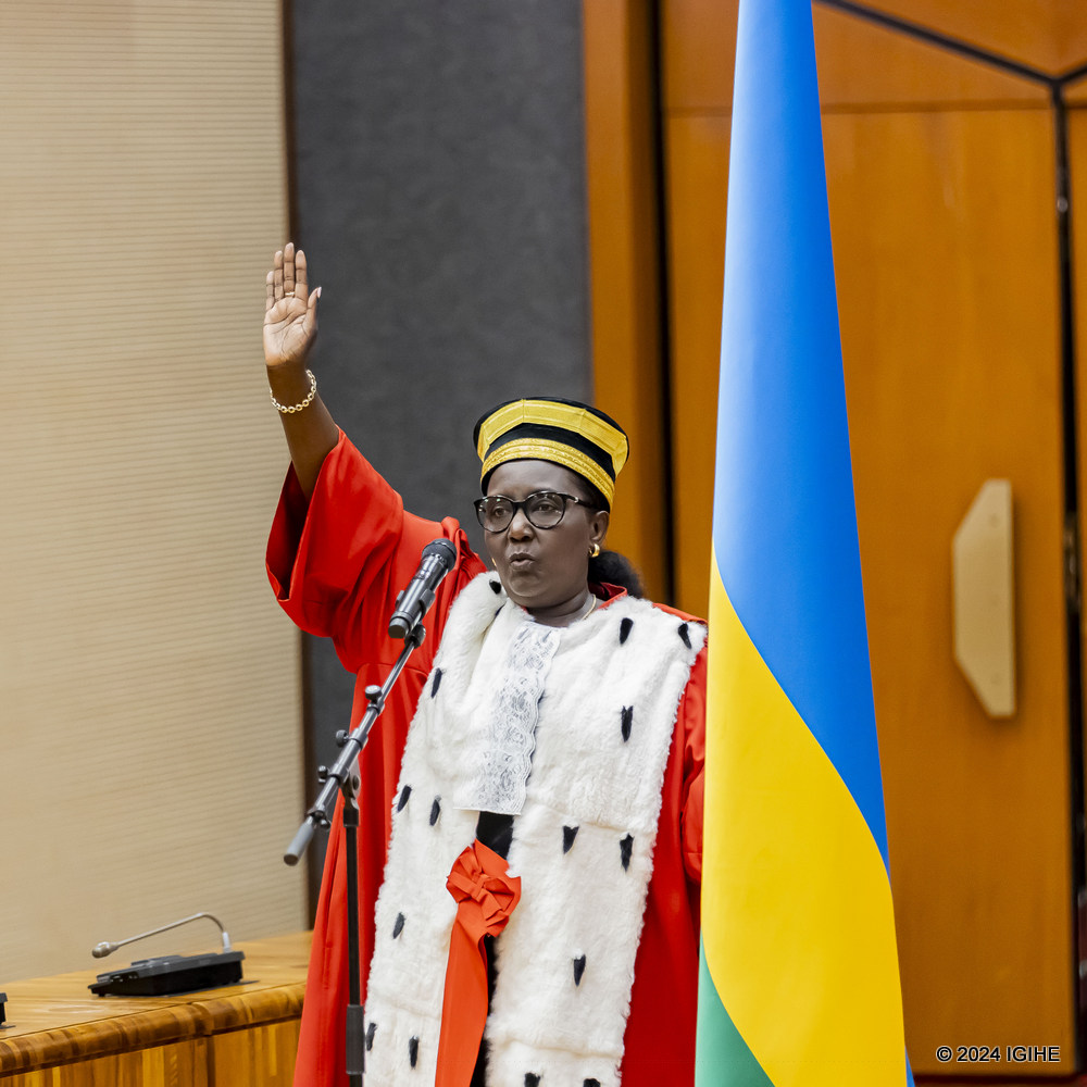 Chief Justice Domitilla Mukantaganzwa was sworn in on Thursday.