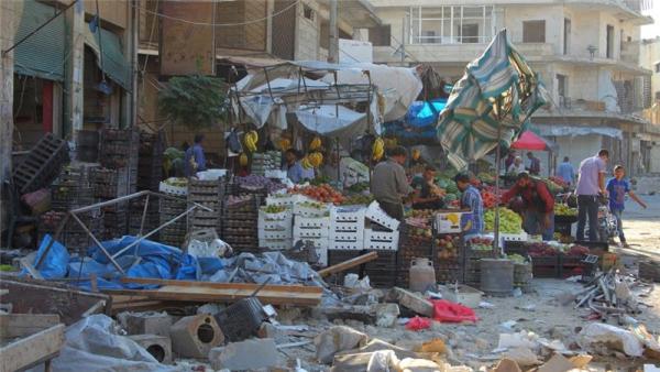 An air raid hit a market in the rebel controlled city of Idlib