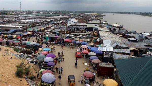 A view of the Swali market alongside the river Nun, in Yenagoa, the capital of Nigeria's oil state of Bayelsa