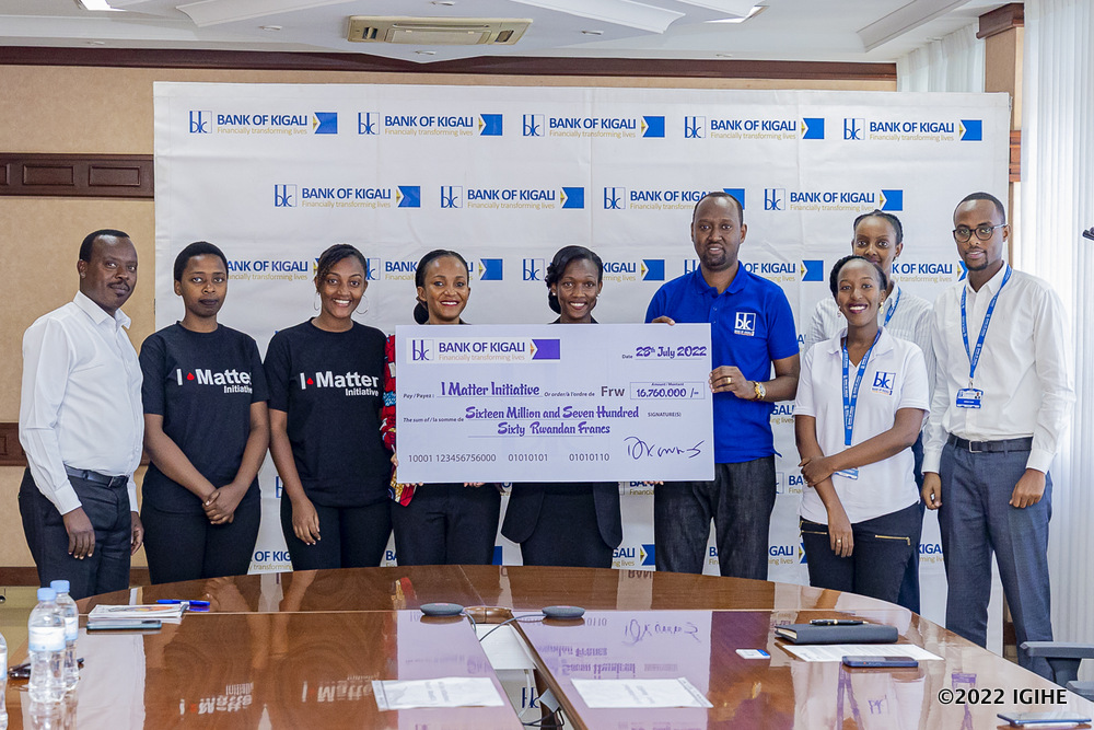 BK team handing over a dummy cheque to I Matter Initiative expected to increase beneficiaries of sanitary pads. 