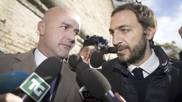 Journalists Gianluigi Nuzzi (L) and Emiliano Fittipaldi wrote about allegations of the misuse of charitable and other funds