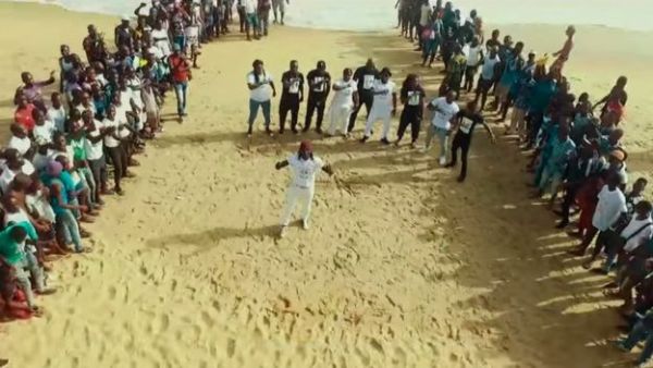 The video was filmed on the same beach where gunmen killed 19 people