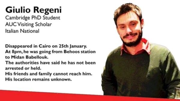 This poster was put online in the days after Giulio Regeni went missing