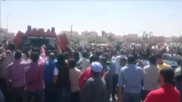 Video footage posted on social media showed hundreds of angry protesters