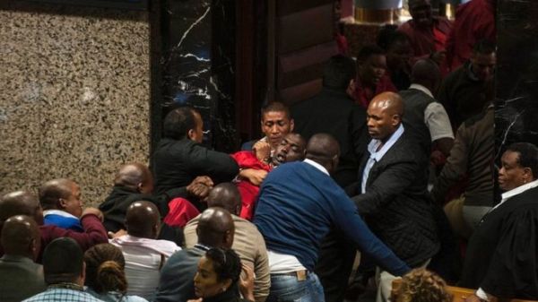 The EFF MPs say they regard Mr Zuma as an "illegitimate" president