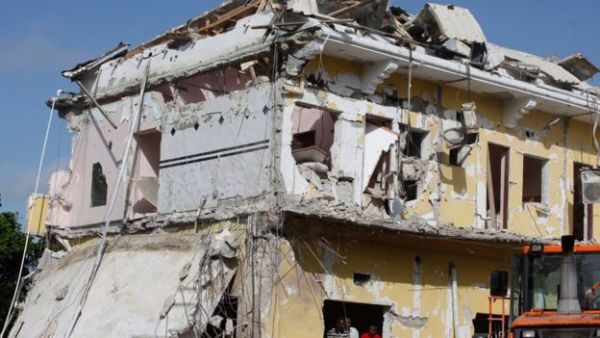 Building was badly damaged after the car bomb explosion