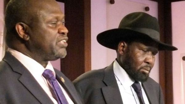 Riek Machar (left ) and President Salva Kiir have been locked in a power struggle