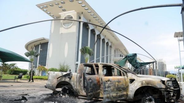 After Ali Bongo's victory was announced protesters took to the streets