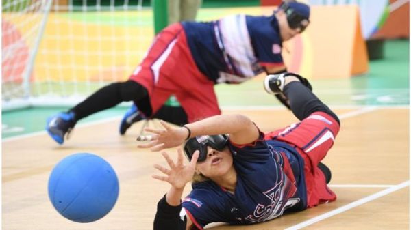 The US goalball team in action against Japan