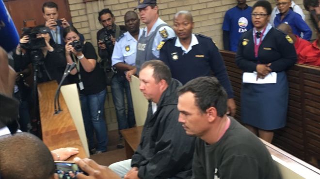 Theo Martins Jackson (L) and Willem Oosthuizen (R) have been in custody since November