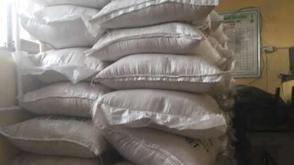 Each bag of rice weighed 25kg (55lb)