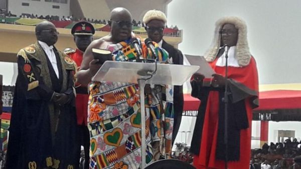 Nana Akufo-Addo takes the oath of office during a ceremony at Independence Square in Accra