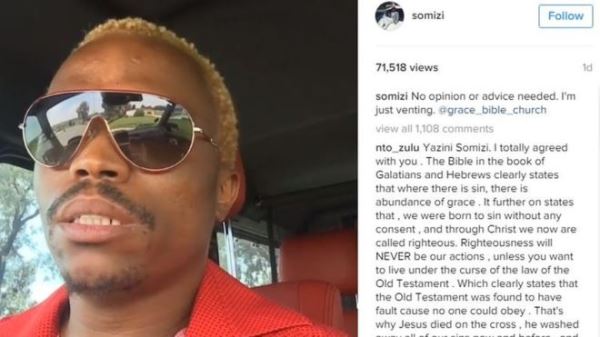 Somizi Mhlongo posted his objections in a video on Instagram