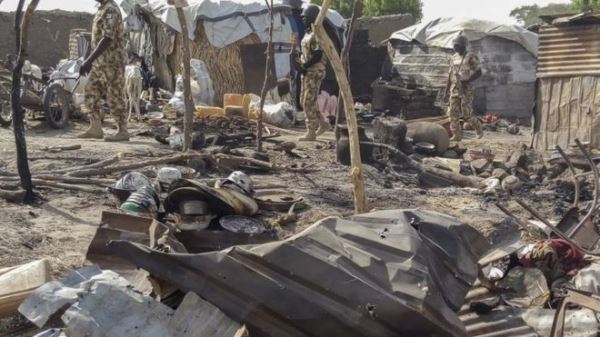 The attack left wreckage where people had been taking shelter