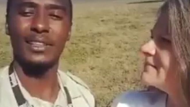 Lost in translation: A video of the pair has been widely shared on social media