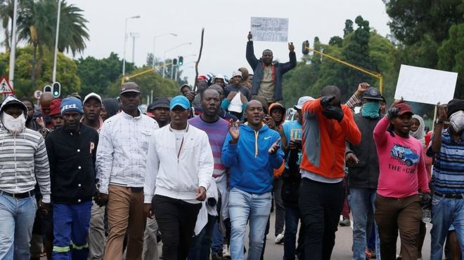 South African nationals marched through Pretoria to protest against immigrants