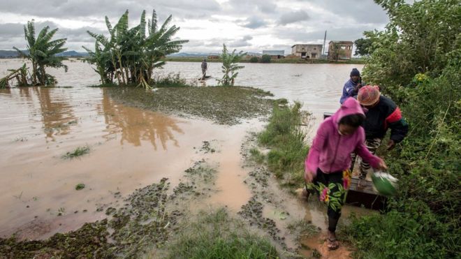 The death toll has risen in Madagascar. Pictured: Flooding in the capital