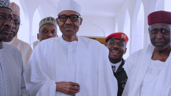 Mr Buhari attended the mosque in the presidential villa
