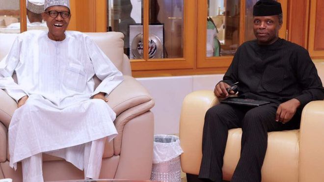 President Muhammadu Buhari (left) has left Vice-President Yemi Osinbajo in charge