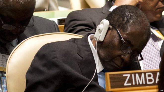 Robert Mugabe's eyes are sensitive to bright lights, his spokesman said