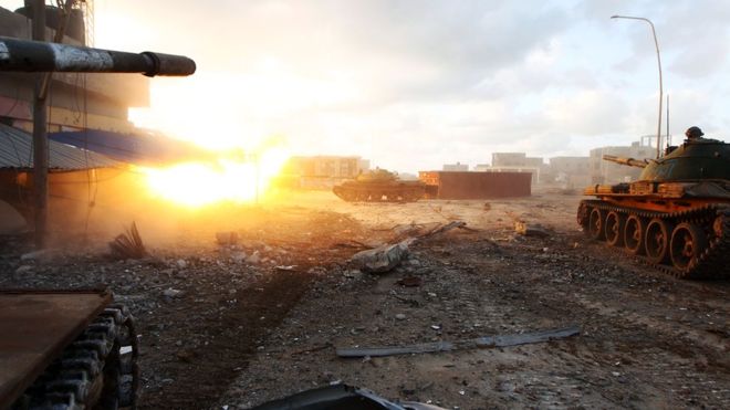 Many of those killed were from the Libyan National Army, seen in action in this file photo