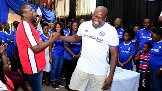 Fans of different teams were encouraged to embrace each other