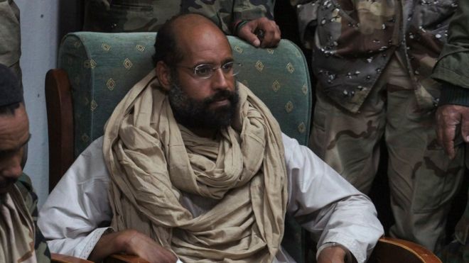 Saif al-Islam Gaddafi (pictured in 2011) was sentenced to death by a court in Tripoli in 2015