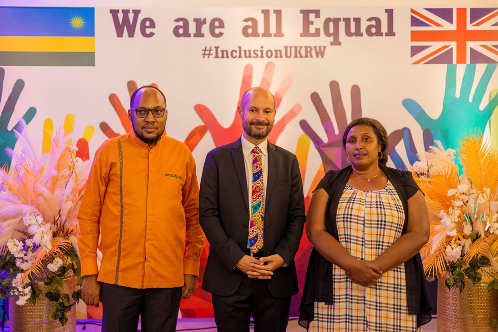 British High Commissioner to Rwanda, Omar Daair (in the middle) with the Executive Director of Never Again Rwanda (left) and the Chairperson of Rwanda National Association of Deaf Women at the event to celebrate inclusion in Rwanda.  