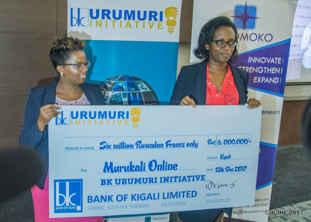 Murukali Delivery, a 2017 Urumuri winner prized by Diane Karusisi, the Bank of Kigali chief executive