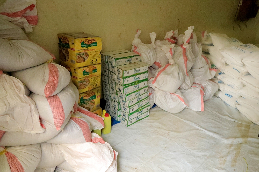 Foodstuffs distributed to disaster-affected residents on Friday.  