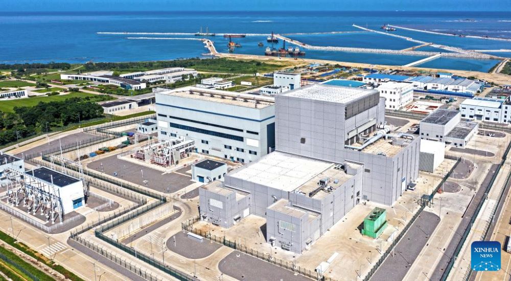 This file photo shows the exterior view of Shidaowan high temperature gas-cooled reactor nuclear power plant. (Photo by Sun Wenzhan/Xinhua)