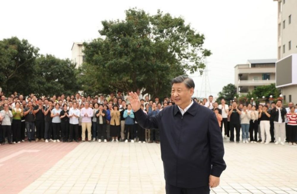 Chinese President Xi Jinping, also general secretary of the Communist Party of China Central Committee and chairman of the Central Military Commission, visits a village in Maoming, south China's Guangdong Province, April 11, 2023. (Xinhua/Ju Peng)