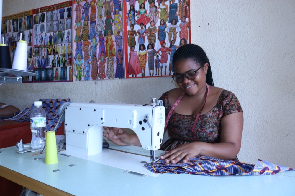 Aline MUNYANA at workplace. Photo APEFE