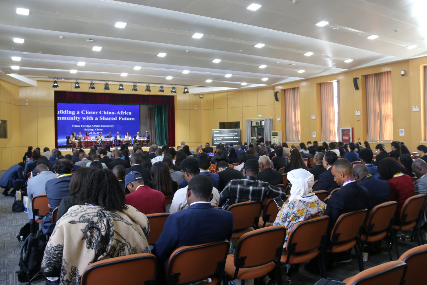 A wide view of the seminar hall at China Foreign Affairs University, where the high-level China-Africa dialogue took place on April 15, 2025.