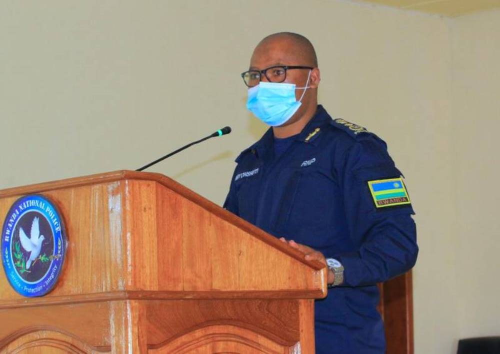 CP Robert Niyonshuti speaking at the opening Motor-Bike Riding Course at PTS Gishari.