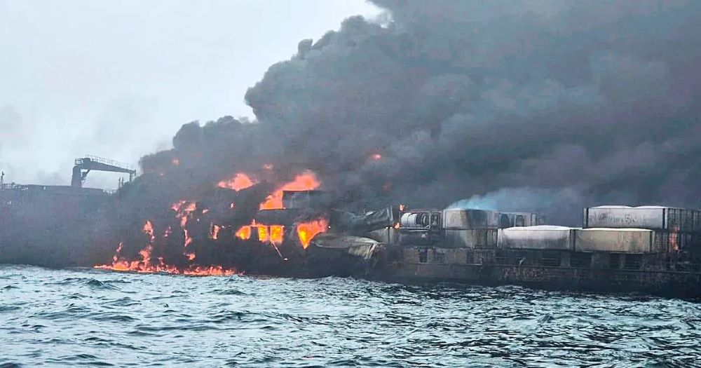 Both vessels were said to have been on fire after the accident.