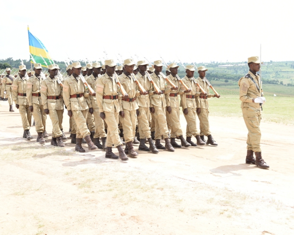This photo shows prison warders at a past passout ceremony. 