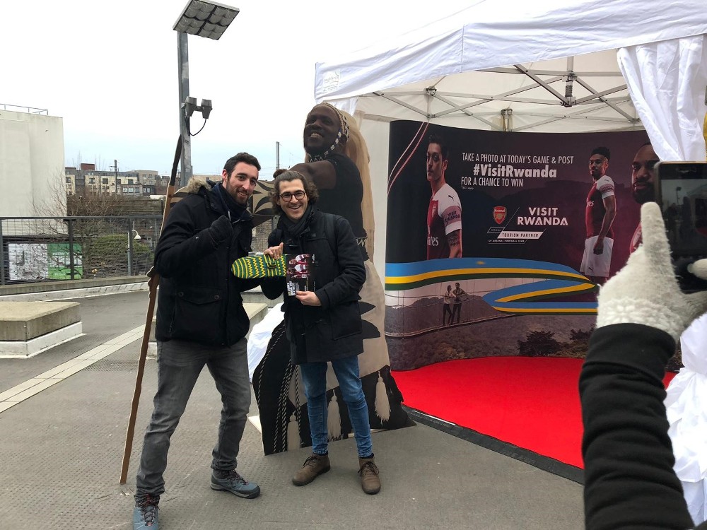 Arsenal Supporters participating at the Visit Rwanda Stand at the Emirates Stadium, in London, England.