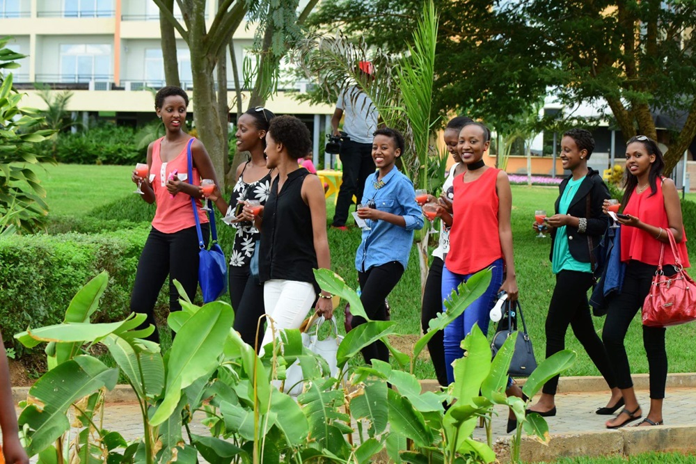 Miss Rwanda contestants heading to their hostels.