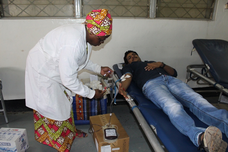 One of Indians donating blood