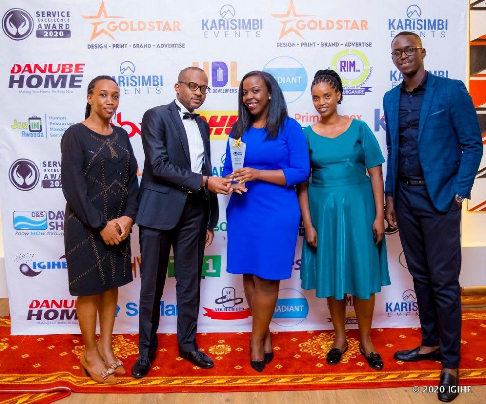 Representatives of Access Bank Rwanda team celebrating the award.  