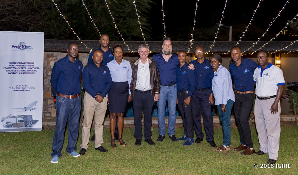 Fracht Rwanda Ltd staff  in a photo with Fracht Group Chief Executive Rudolf Reisdorf 